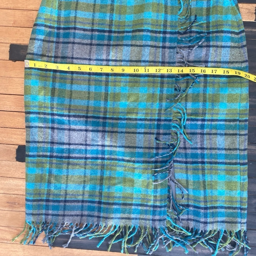 J.Jill Women’s Plaid Fringe Wool Blend Skirt Size 10P Blue Green NWT Tags Y-19 - Picture 9 of 10